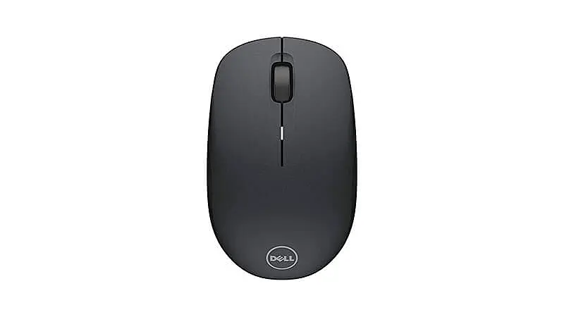 imagem de um mouse sem fio Dell na cor preta