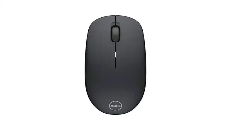 imagem de um mouse sem fio Dell na cor preta