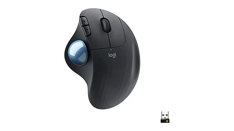 imagem de um mouse sem fio Logitech Ergo na cor preta