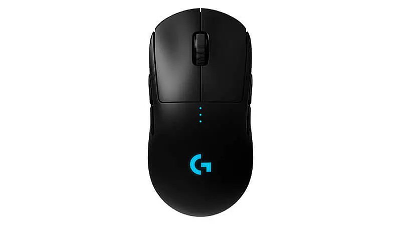 imagem de um mouse sem fio Logitech G Pro na cor preta