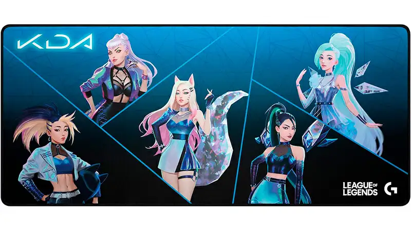 imagem de um mousepad gamer Logitech G840 com estampa do grupo musical K/DA