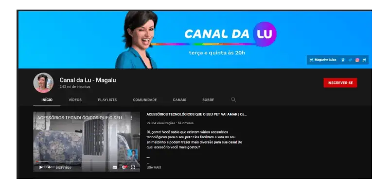 Canal Magazine Luiza no Youtube