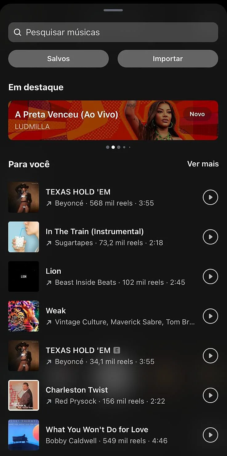 Captura de tela do Instagram