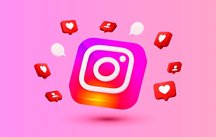 Imagem de um celular com a logo do Instagram