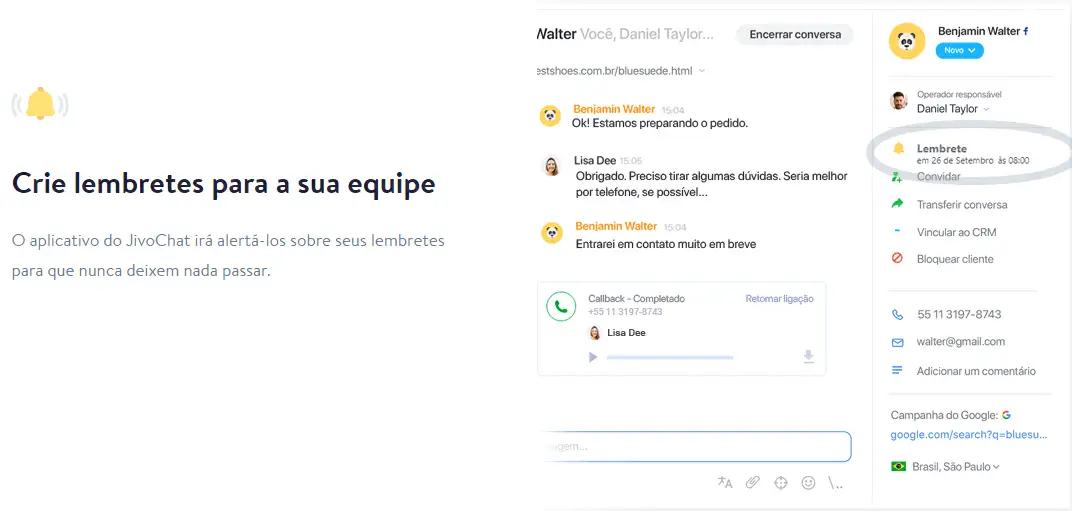 Crie lembretes e gerencie o relacionamento com clientes