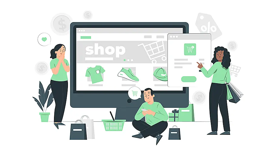 Ilustración concepcto de layout de un ecommerce