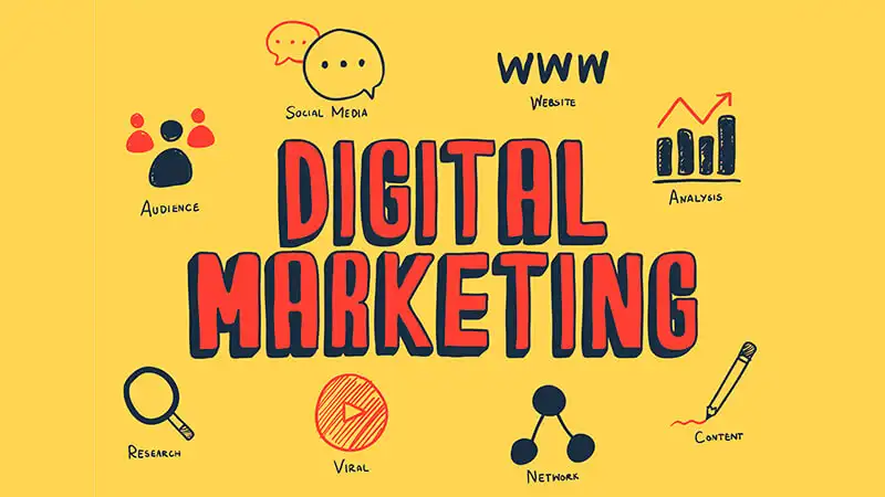 Imagem com diversas anotações sobre marketing digital
