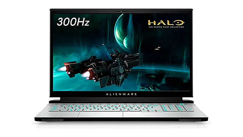 imagem que mostra a parte da frente de um notebook Alienware M17 R3