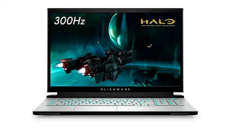 imagem que mostra a parte da frente de um notebook Alienware M17 R3