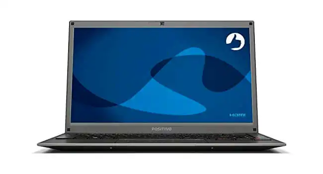 foto do notebook Positivo Motion na cor cinza