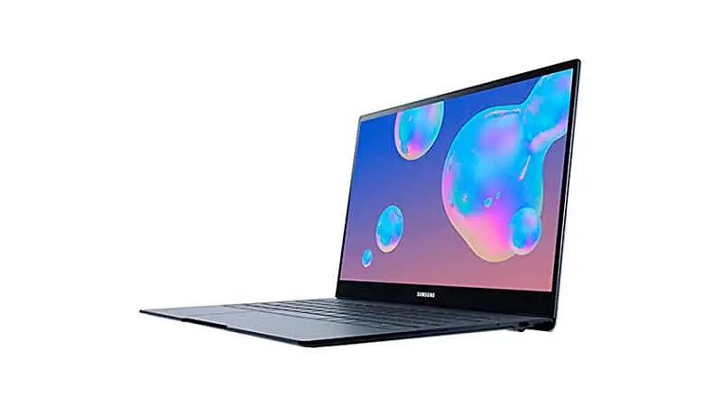 imagem de um Samsung Galaxy Book S na cor azul