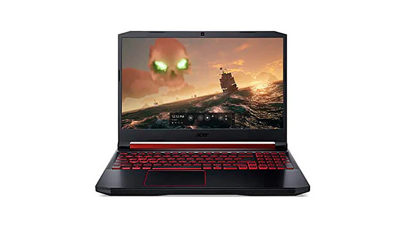 imagem de um notebook Acer Nitro 5 na cor preta com telcado retroiluminado em LED vermelho