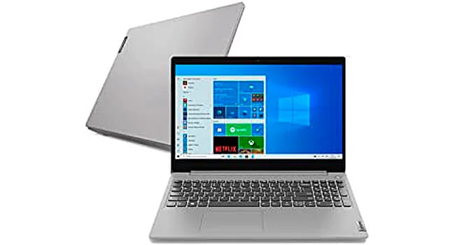 foto de um notebook fino Lenovo Ideapad 3i na cor cinza