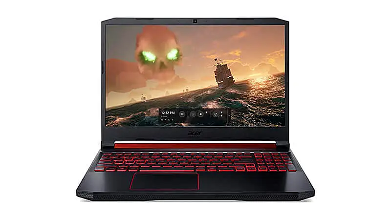 imagem de um notebook gamer Acer Nitro 5 com teclado iluminado em LED vermelho