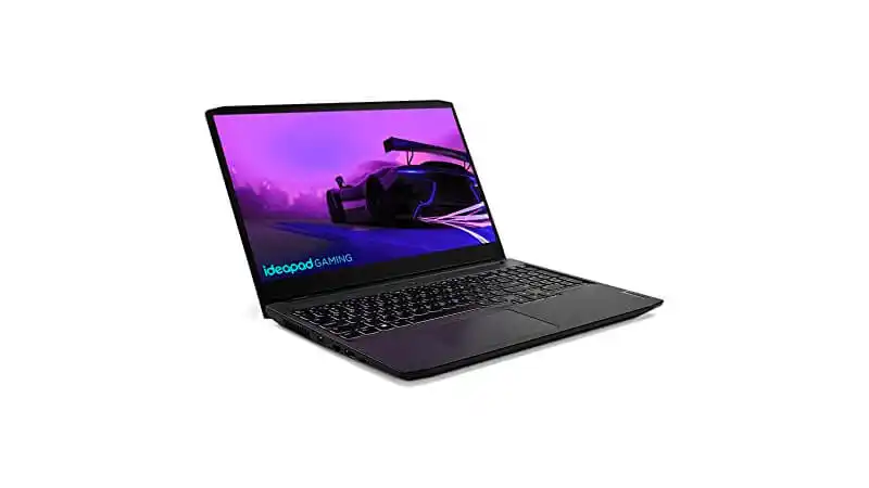 imagem de um notebook Lenovo IdeaPad Gaming 3i na cor preta com teclado retroiluminado em LED branco