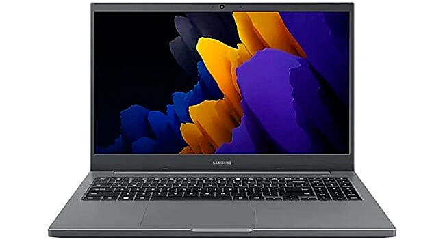 foto de um Samsung Book na cor cinza