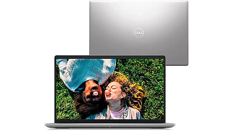 foto de um notebook Dell Inspiron i15 de frente e de costas