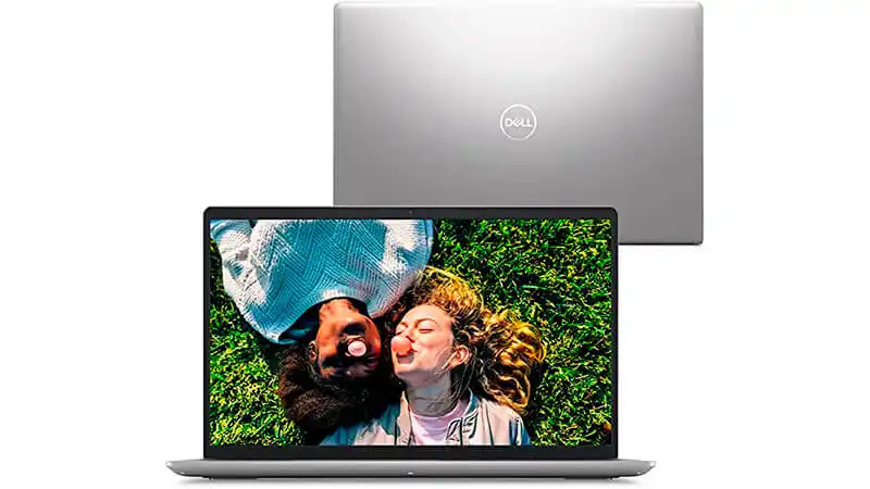 foto de um notebook Dell Inspiron i15 de frente e de costas