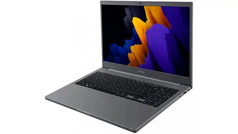 imagem de um notebook Samsung Book na cor cinza