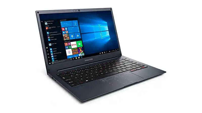 imagem de um notebook Positivo Motion na cor azul