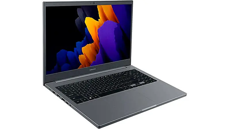 imagem de um notebook Samsung na cor cinza