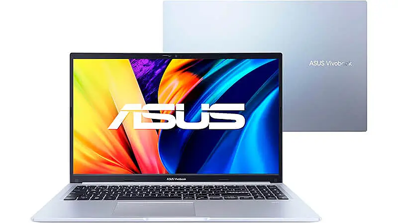 foto do notebook ASUS Vivobook na cor cinza
