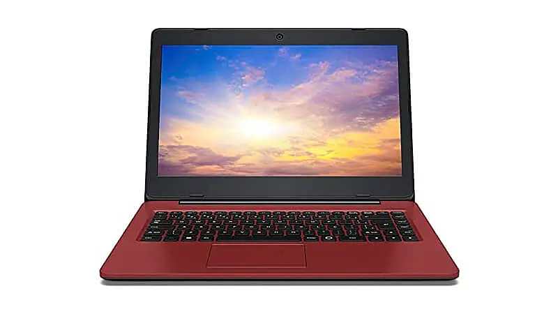 imagem de um notebook Positivo Stilo Colors na cor vermelha