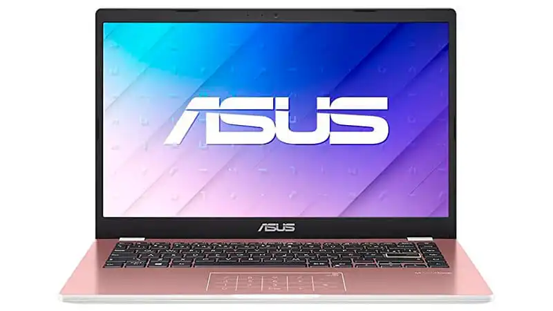 imagem de um notebook rosa Asus