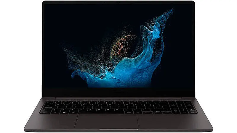 imagem de um notebook Samsung Galaxy Book 2 na cor preta