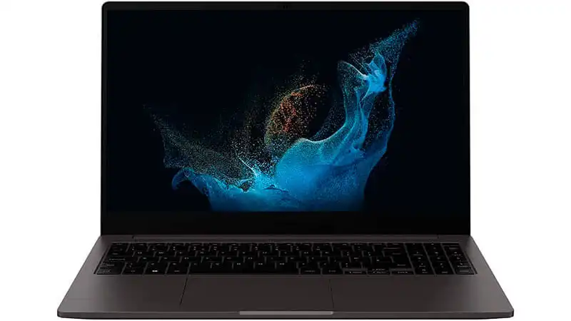 imagem de um notebook Samsung Galaxy Book 2 na cor preta