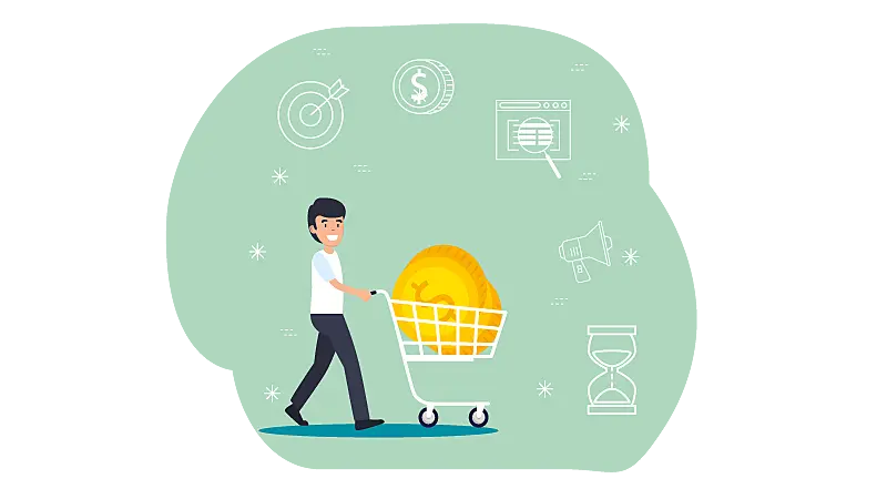 Imagem vetorizada de uma pessoa fazendo compras.