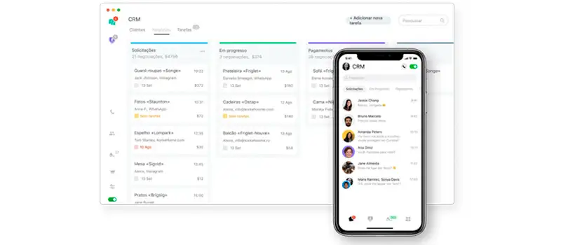 captura de tela do crm de vendas e atendimento jivochat