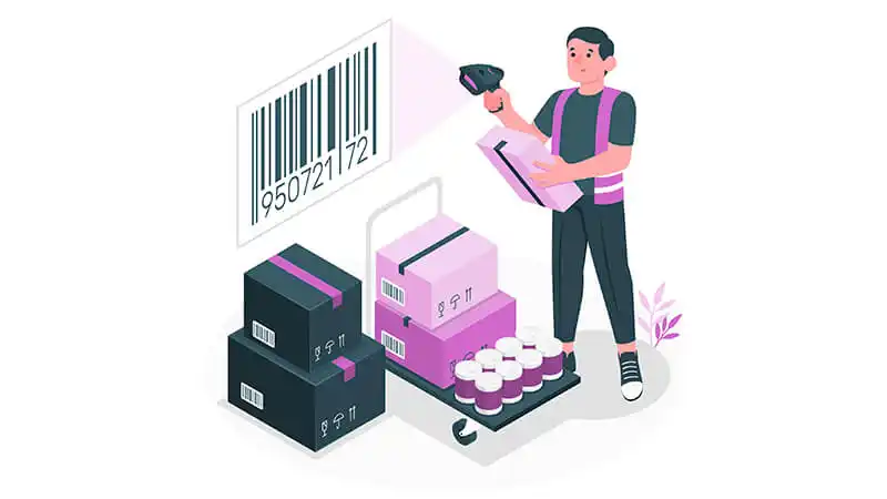 gráficos relacionados ao estoque, caixas, balanças e esteiras