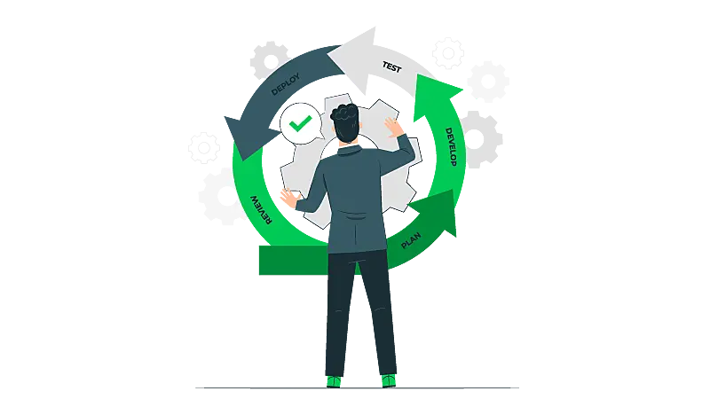 Imagem vetorizada representando um homem executando um processo