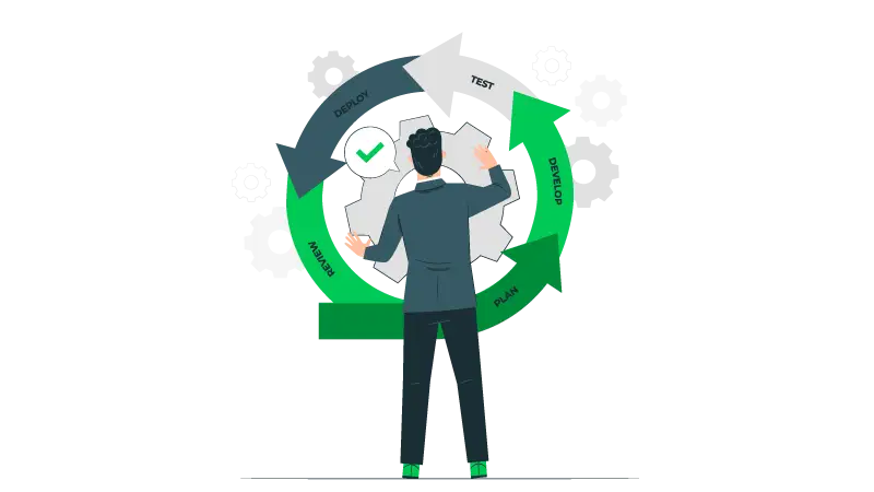 Imagem vetorizada representando um homem executando um processo