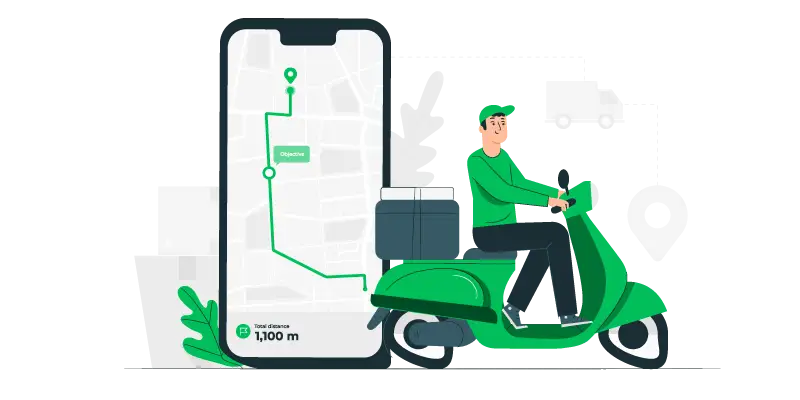 Imagem vetorizada de um entregador fazendo last mile