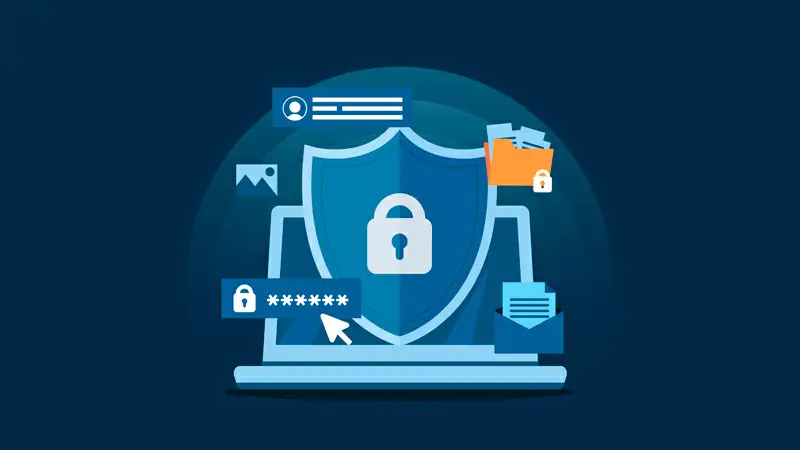 Notebook com um cadeado em sua tela