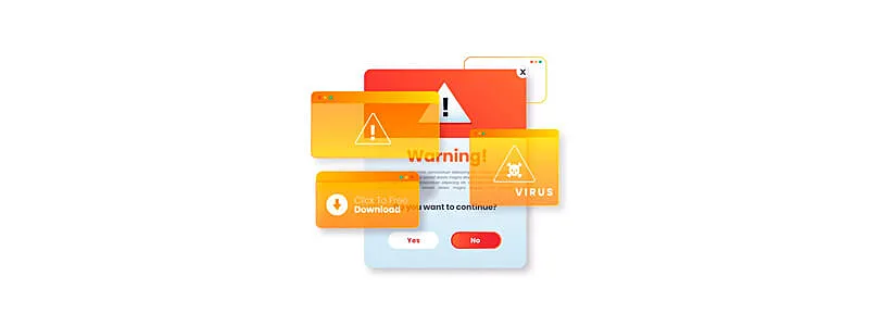 mensagem de perigo com vírus