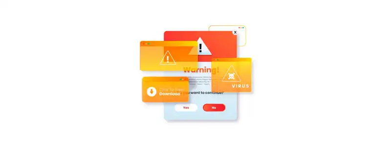 mensagem de perigo com vírus