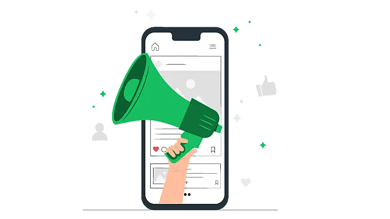 Imagem de uma mão segurando um megafone. 