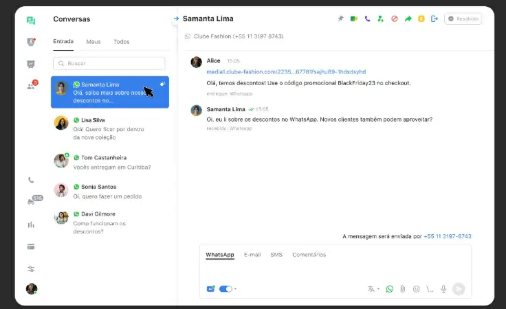 Captura de tela do JivoChat