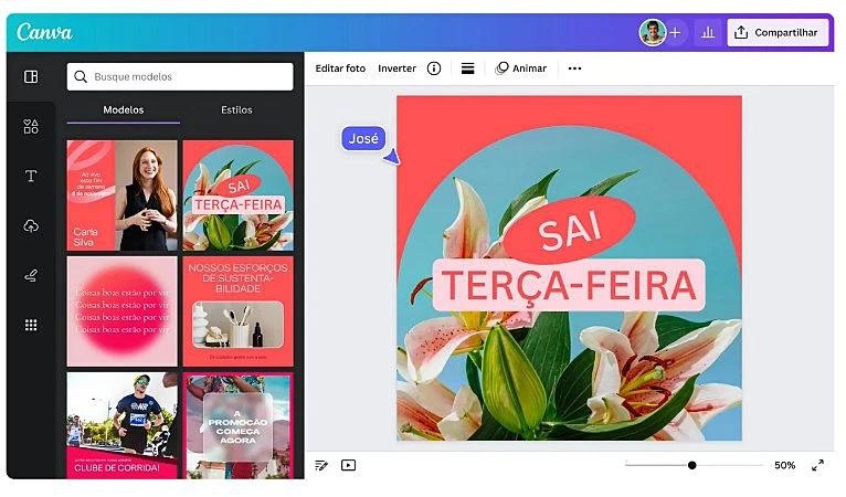 Captura de tela do Canva