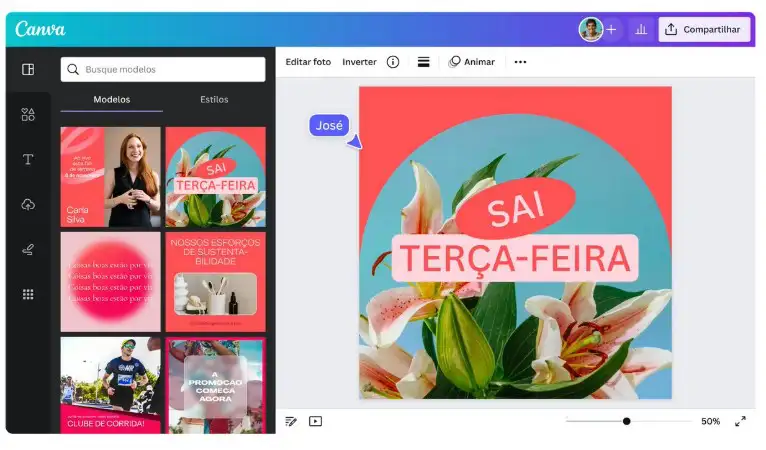 Captura de tela do Canva