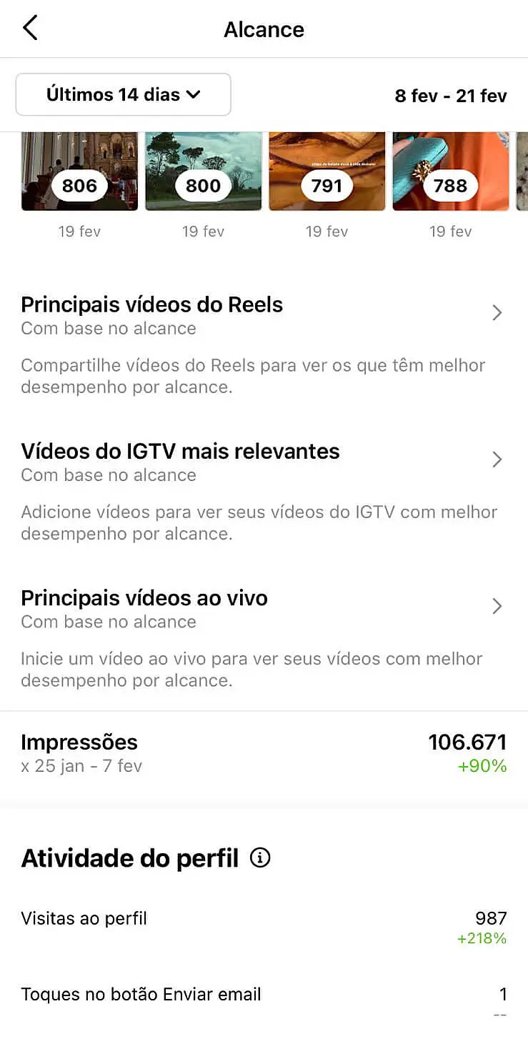 Print do Instagram com Impressões