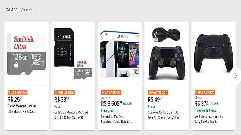 captura de tela do mercado livre