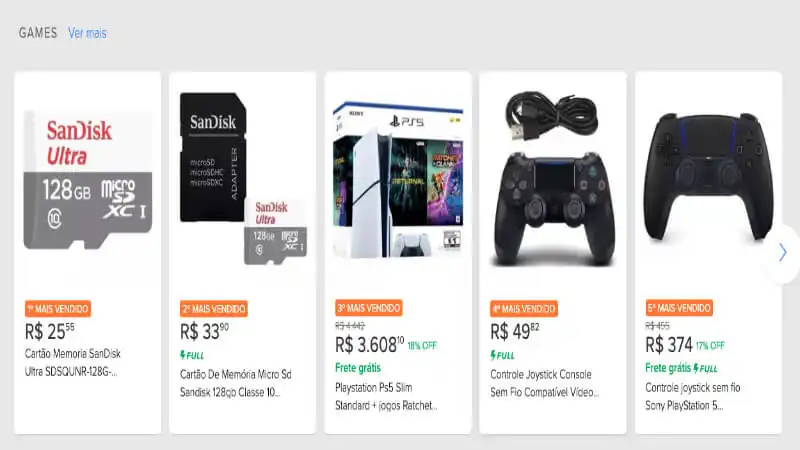 captura de tela do mercado livre