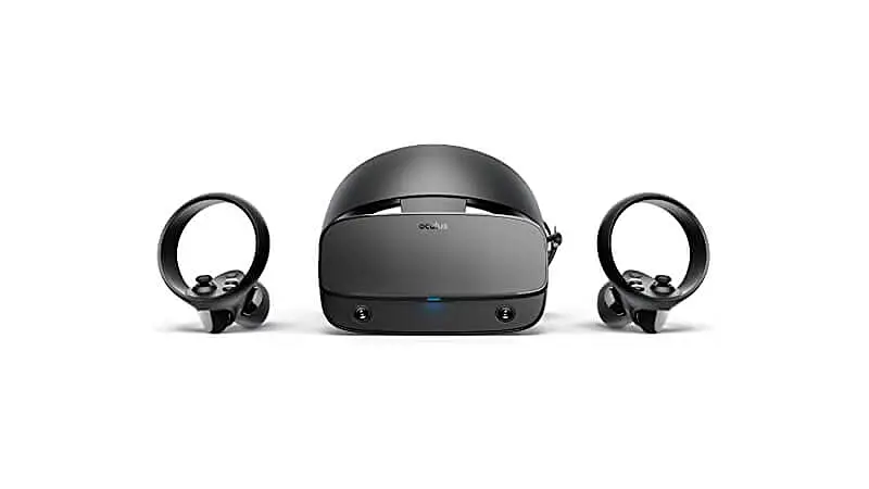 imagem que mostra um Oculus Rift S na cor preta e dois controles