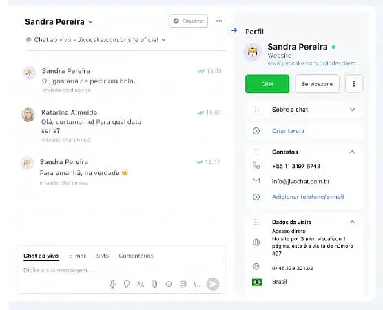 captura de tela jivochat