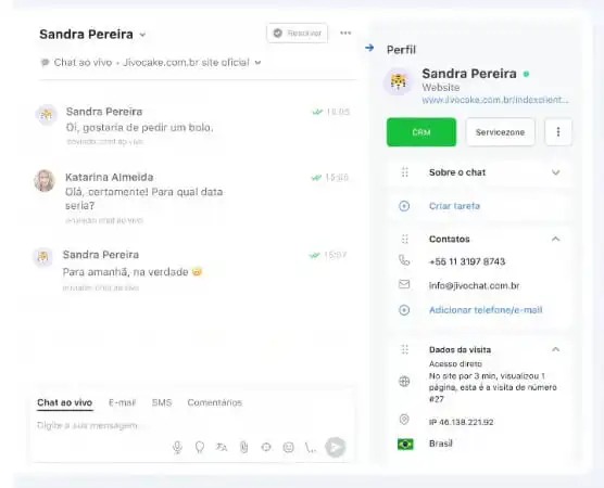 captura de tela jivochat