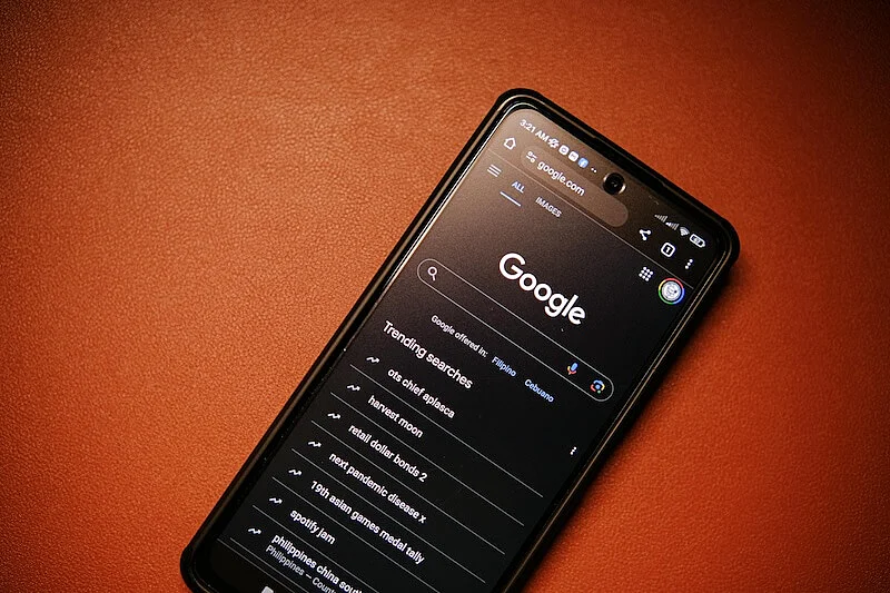 The image shows a smartphone screen on google's page